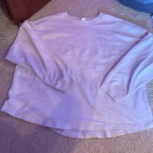Love pink oversized crewneck, worn